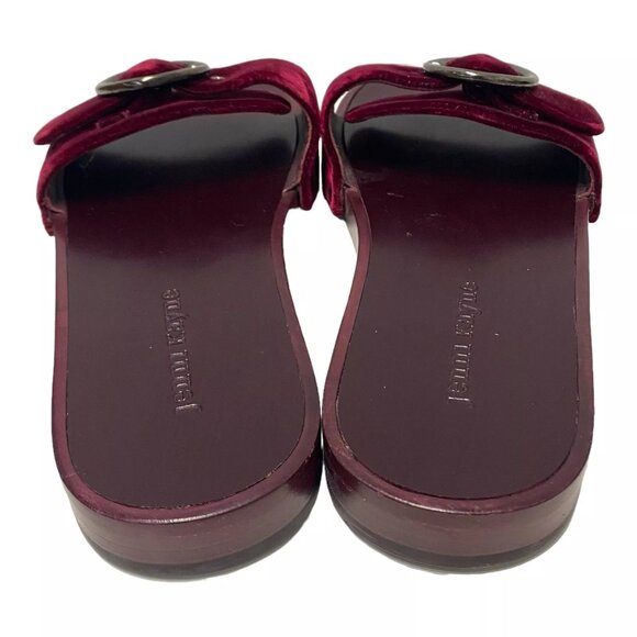 $375 Jenni Kayne Womens Bordeaux Slides Velvet Burgundy Size 9.5 EU 39.5 Flats - Picture 4 of 6